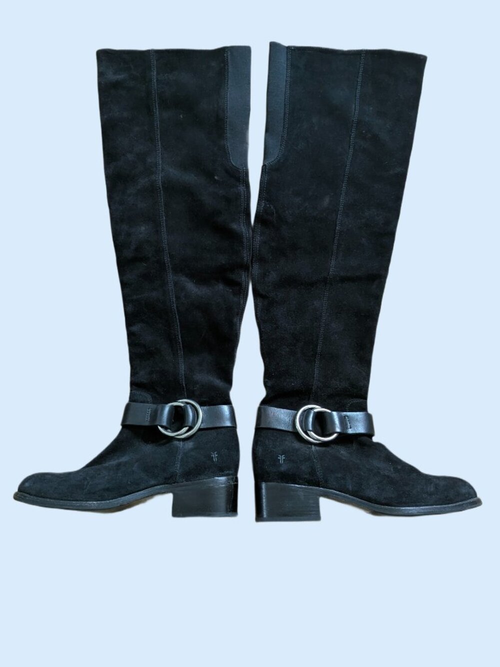 Frye Kristen Harness Black Suede Over the Knee Zip Boots Size 8 - worn once!